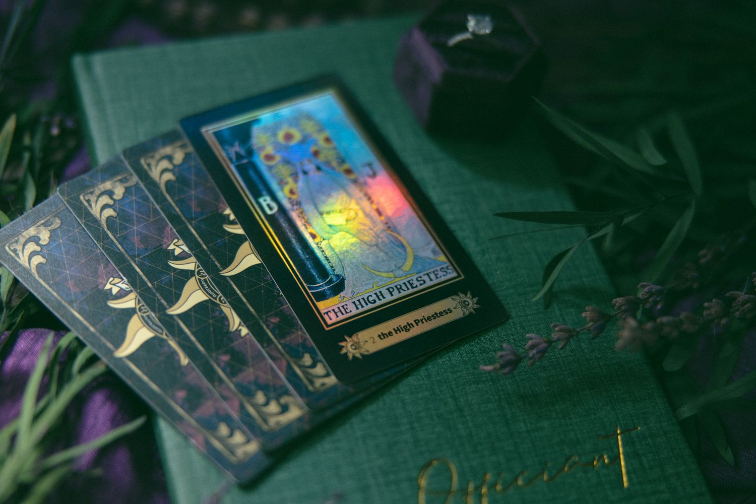 Asheville small business entrepreneur tarot card display during a personal and professional branding photography session