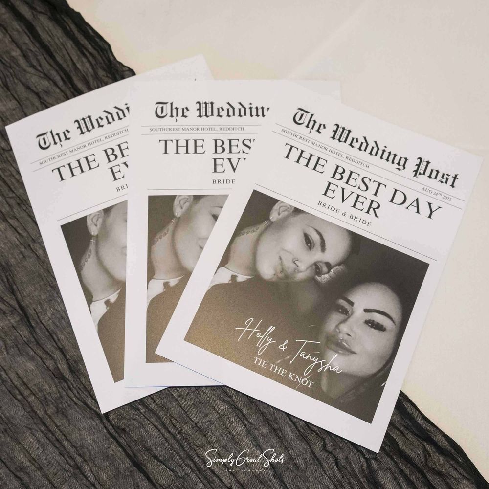 Wedding newspapers for Holly and Tanysha's big day.