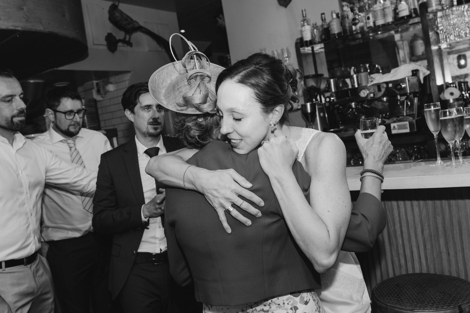 Wedding ceremony in Chelsea Town Hall, vintage wedding dress, wedding in pub