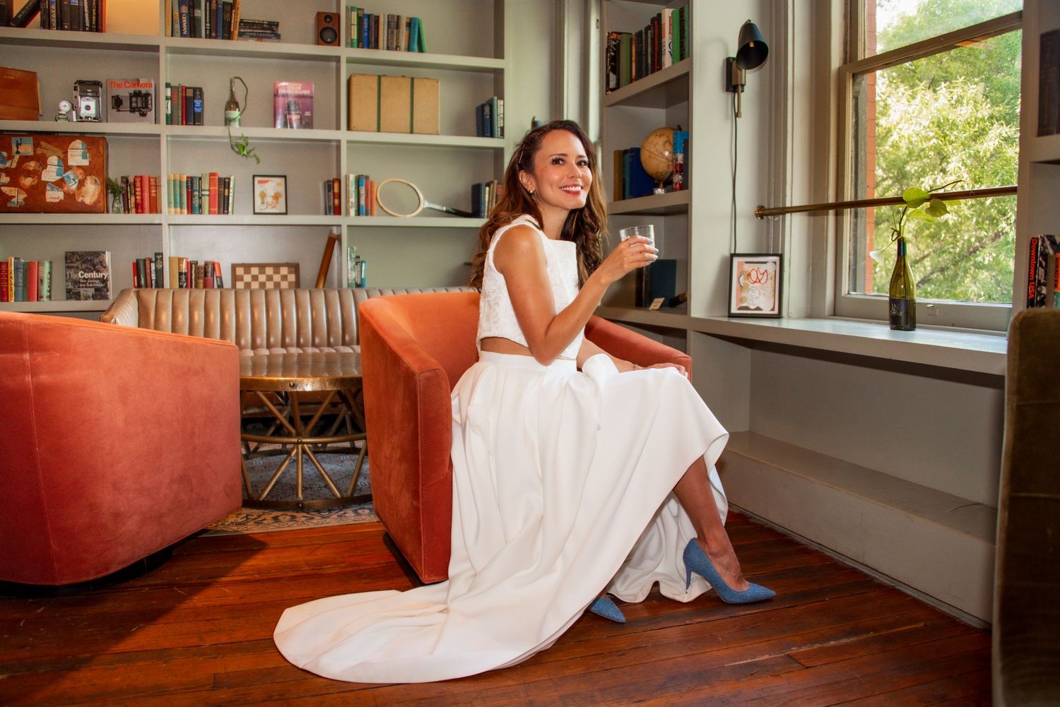 Bride photographed in common house, Richmond
