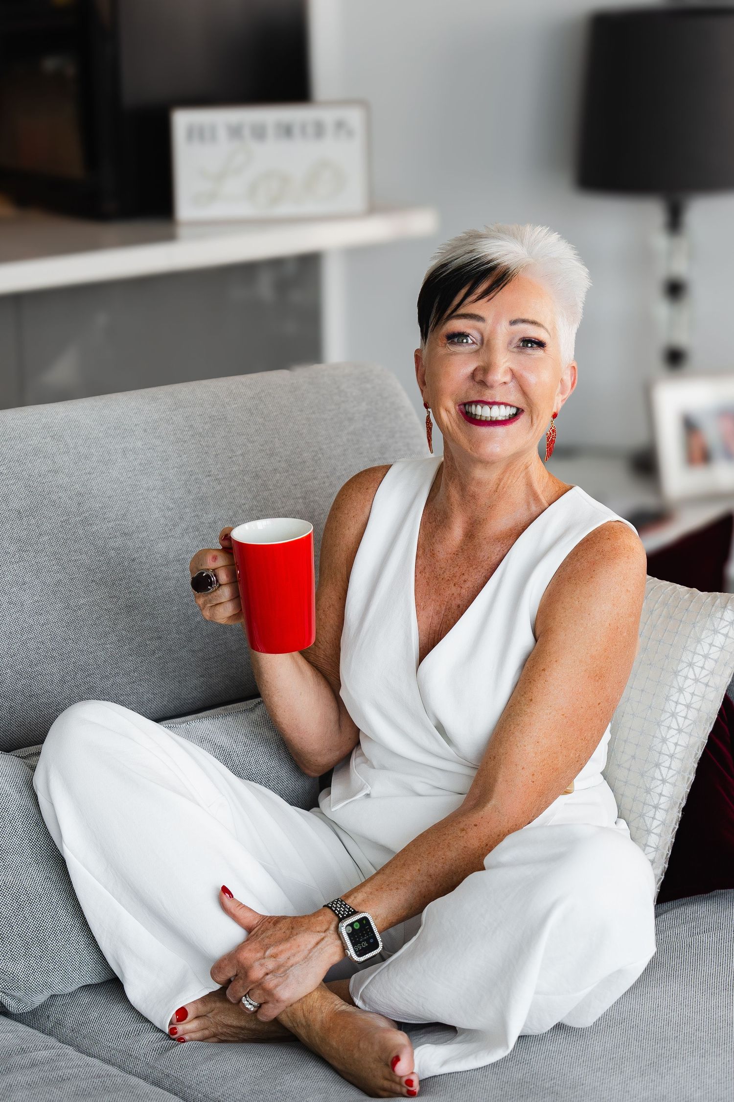 Personal branding portrait of confident entrepreneur in modern interior