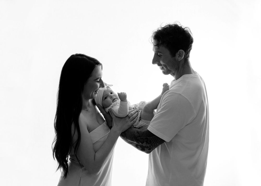 Newborn photographer in Fremantle creating classic black and white images.