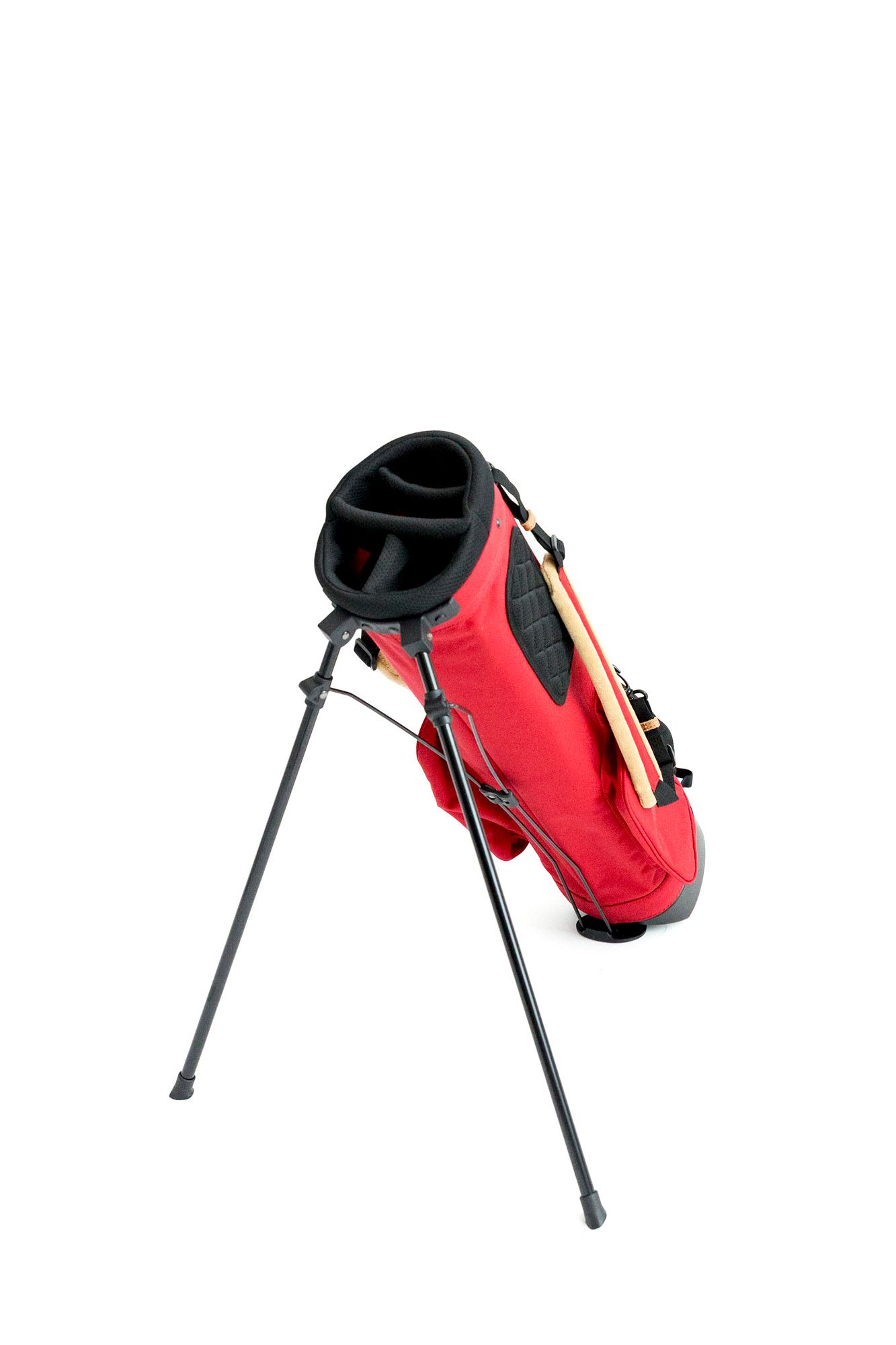 Junior golf clubs photographed as product dropouts on white background red front view  for Charlie Golf Co branding photography