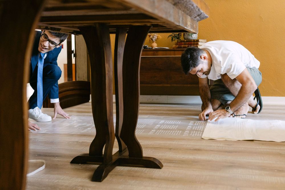 groom finishing some wedding decors before ceremony