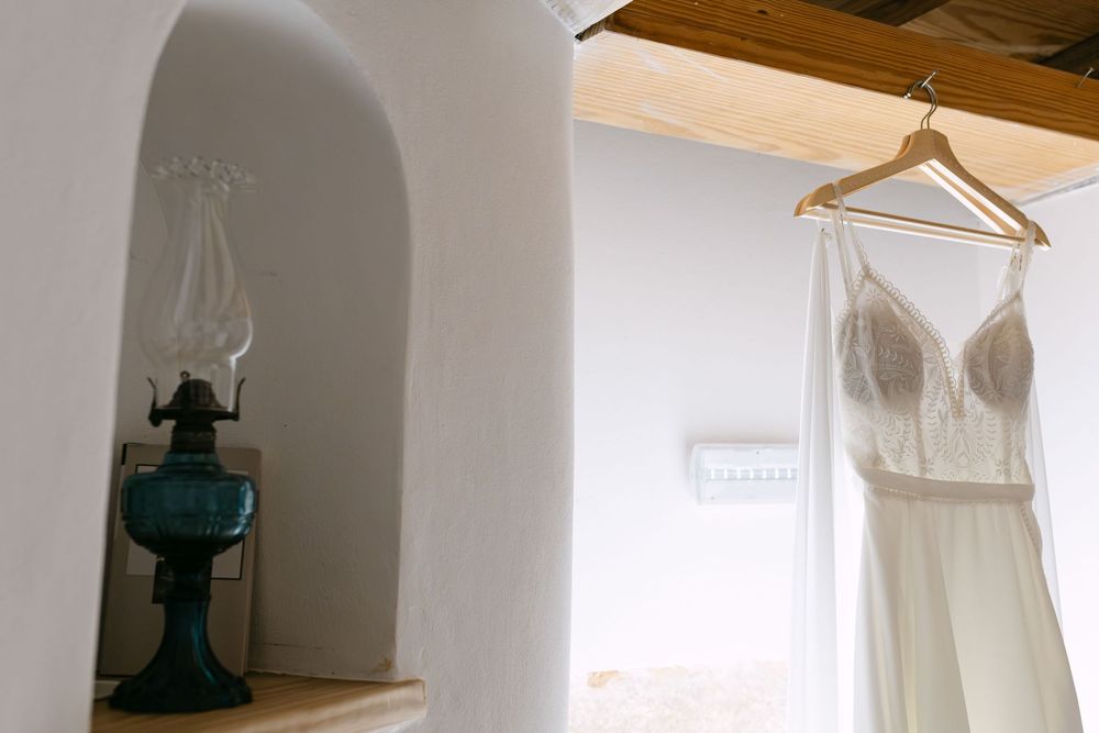 brides dress at windmill accommodation in Alenquer