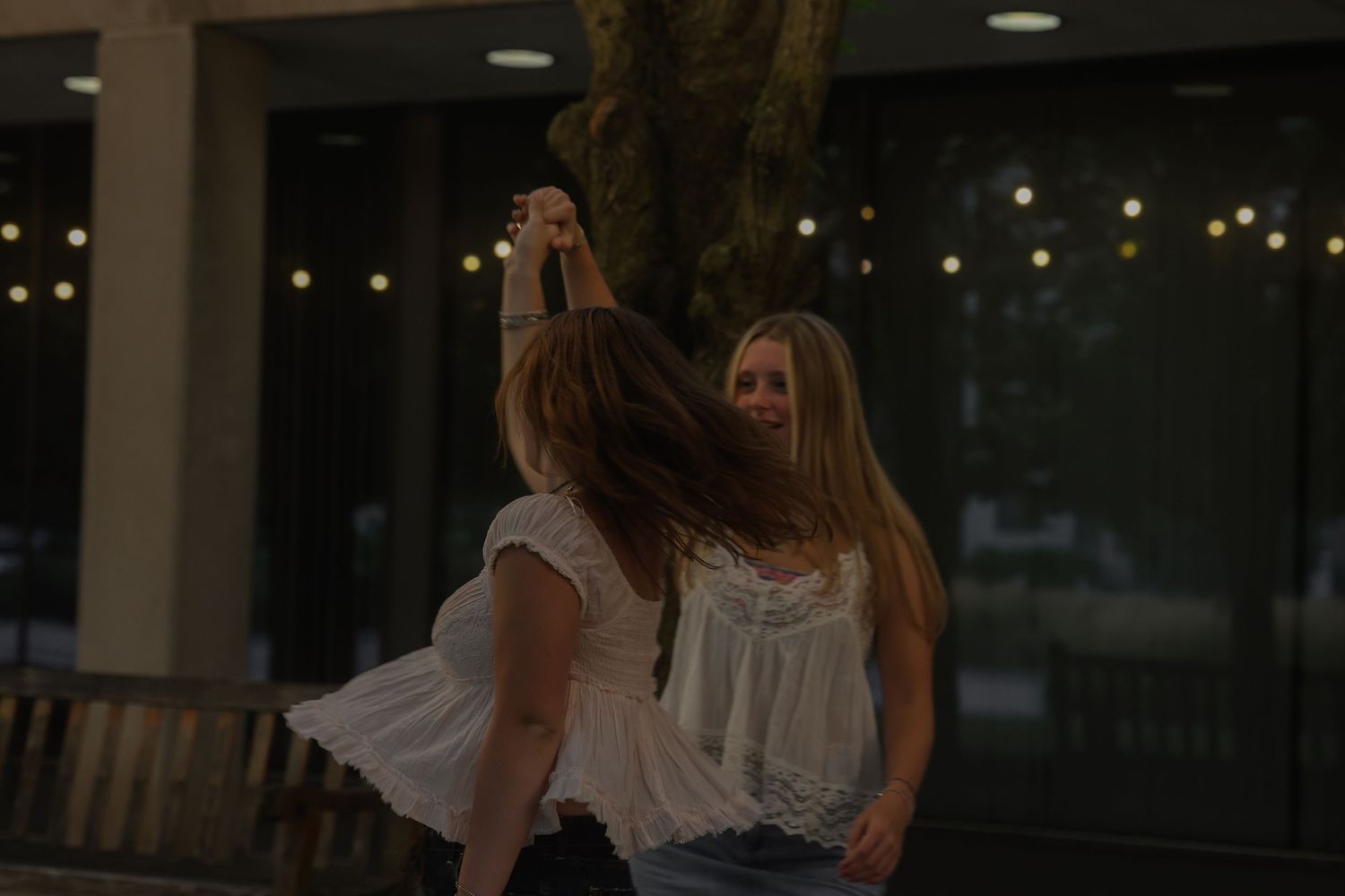 Two women dancing together