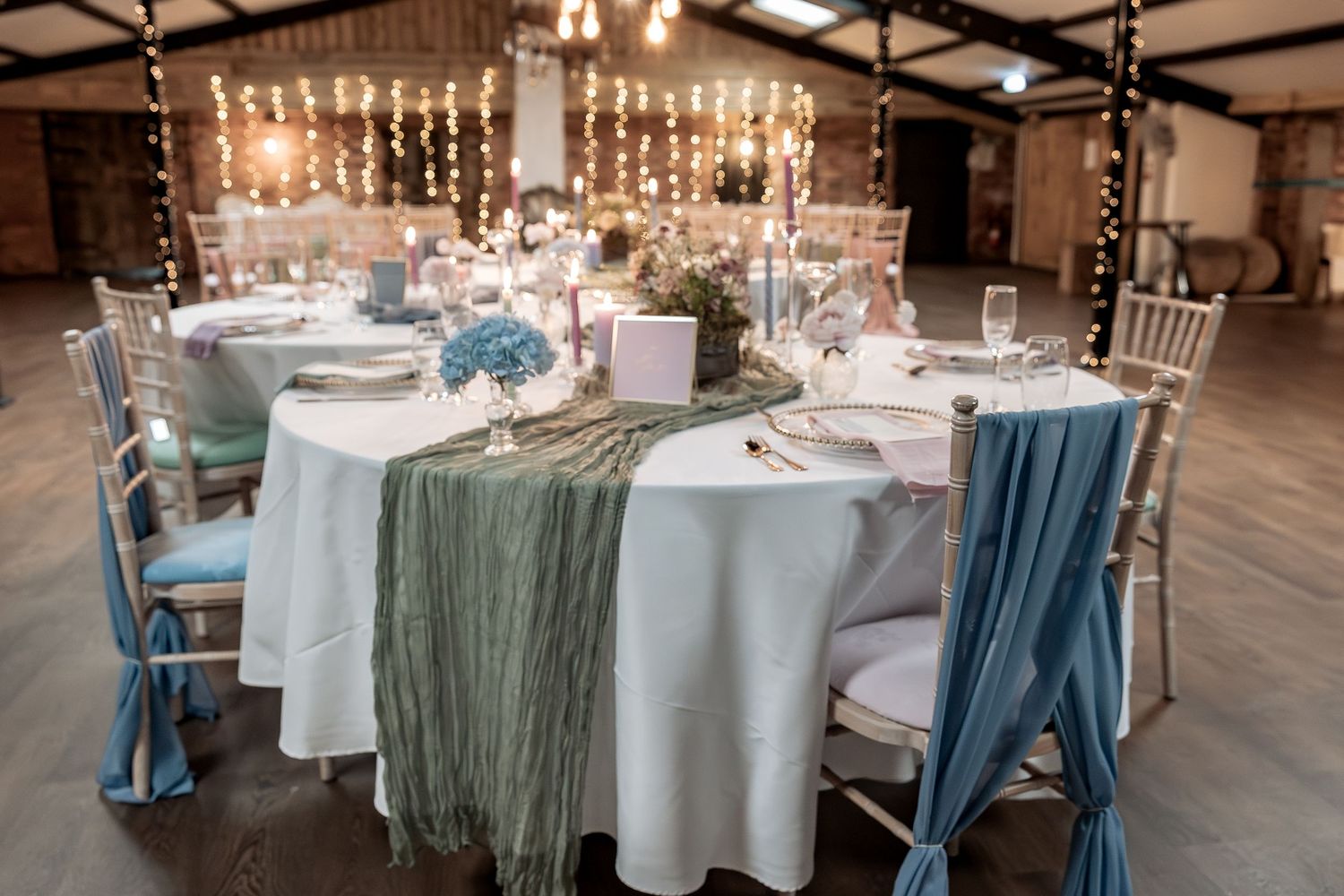 Spring awakening barn set up t a wedding venue near York.