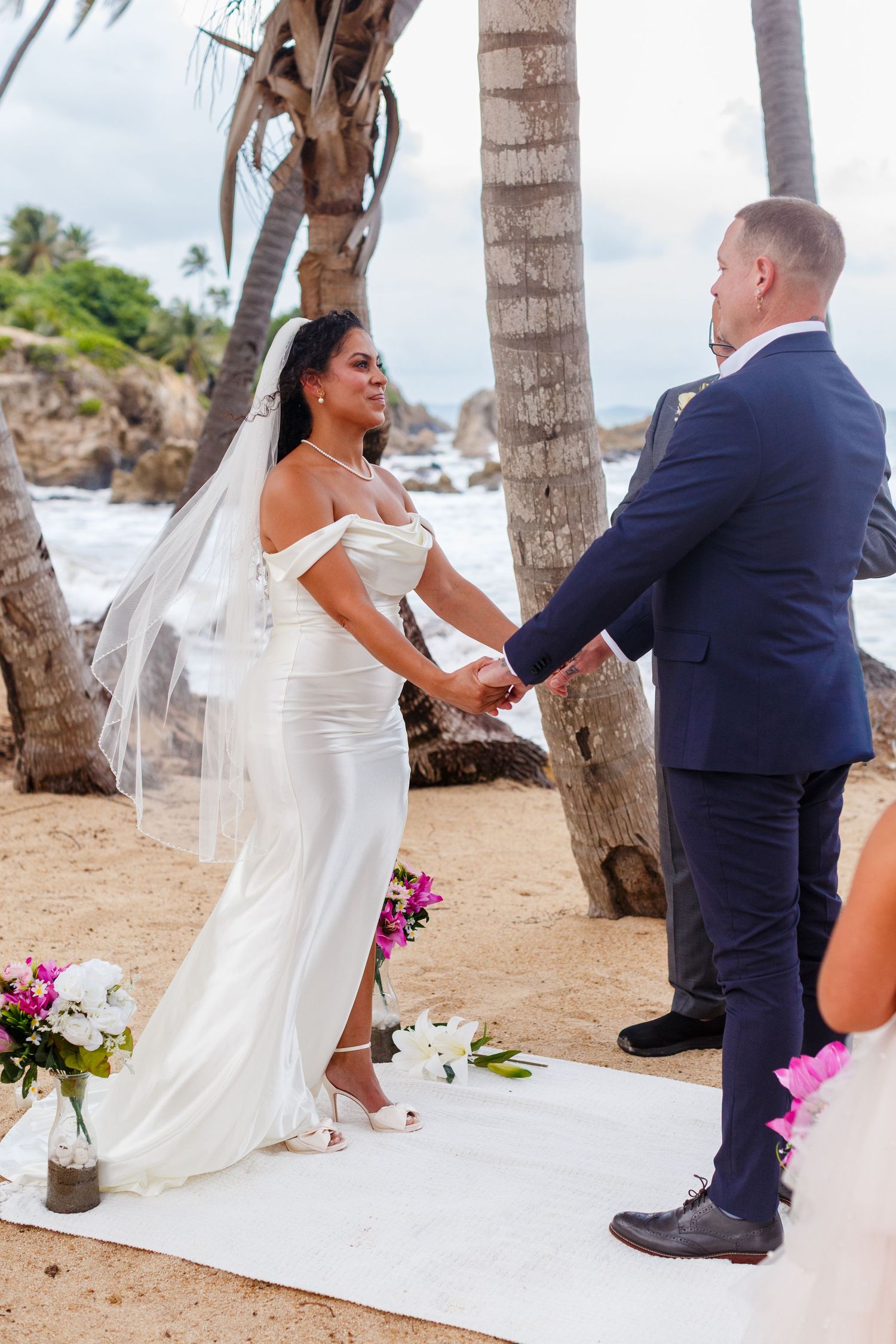 Wedding ceremony. Intimate beach wedding in Palmas del Mar, Puerto Rico.