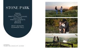 Family enjoys golden sunsets among trees and water at scenic Stone Park in Sioux City, IA.