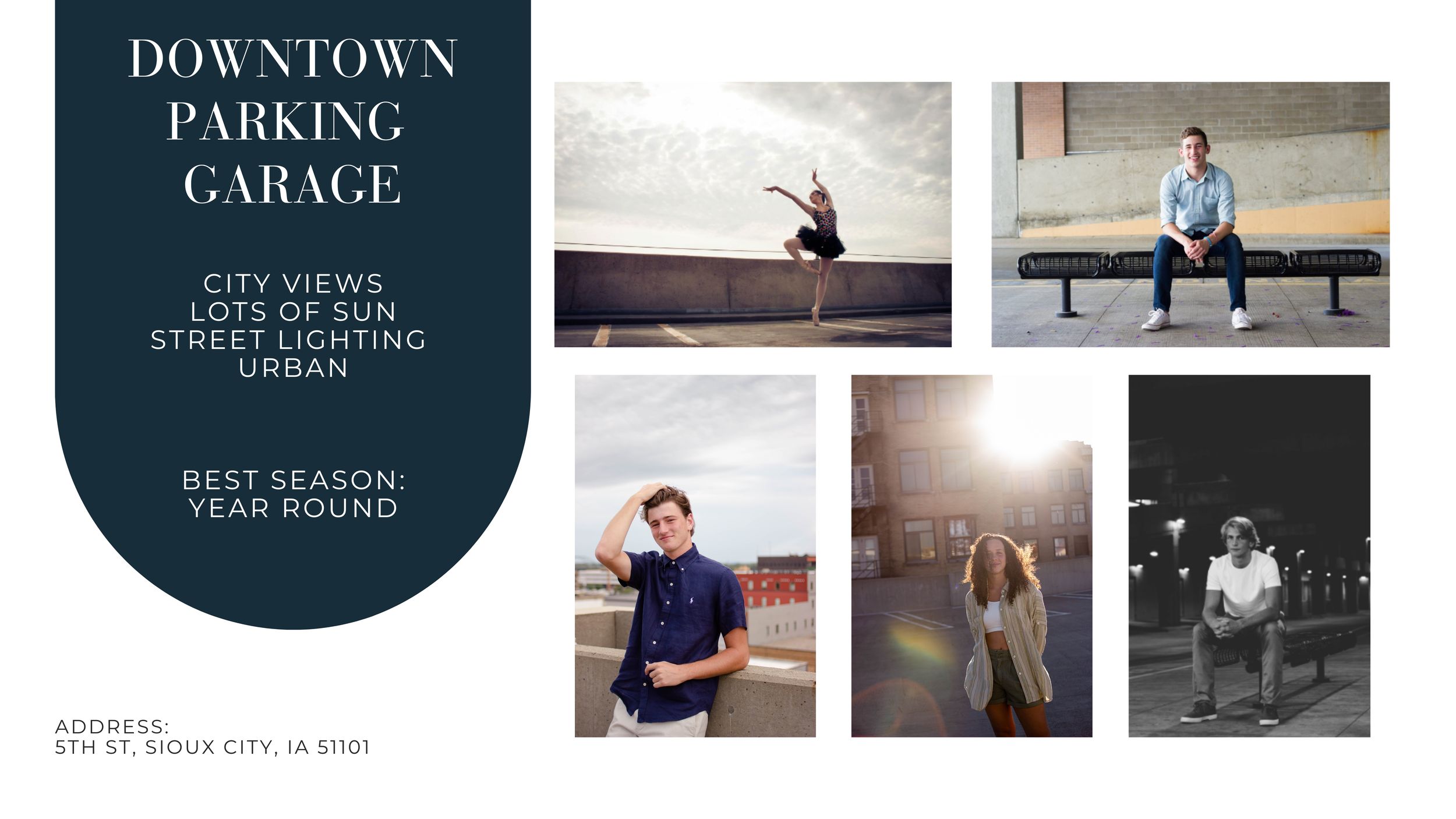 Downtown Sioux City parking garage offering urban city views and strong natural light year round.