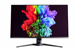 monitor with vivid abstract splash ultra HD display for gaming, design, and creative professionals, white background product photo, Amazon