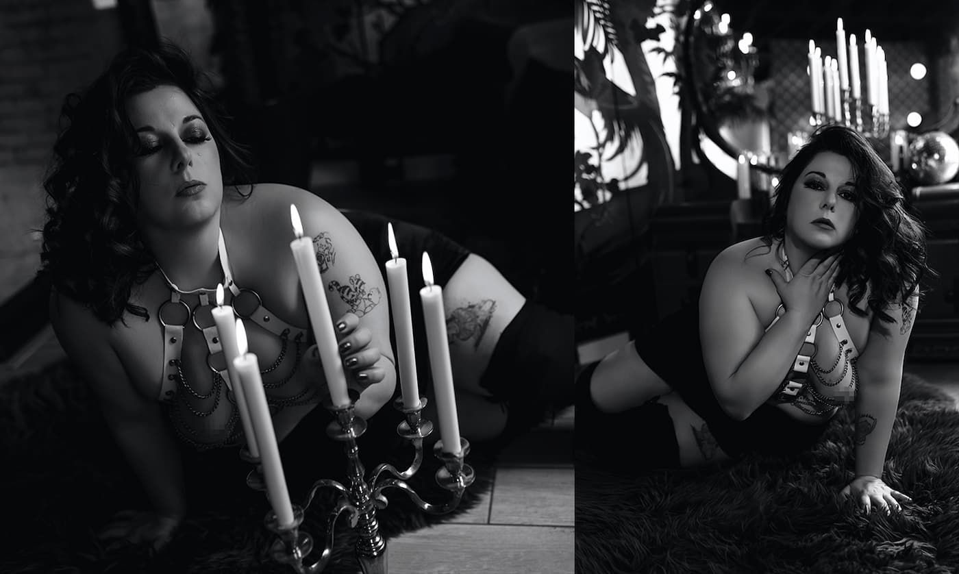 A series of black and white photographs showing dramatic candid moments in dark moody lighting.