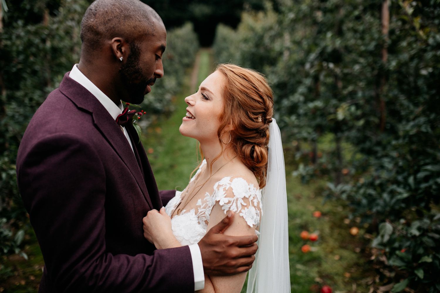 An autumnal wedding for the handsome couple.