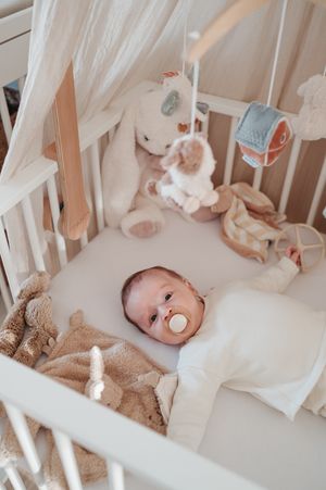 Melissa Stuer Photography Moederschapsfotograaf Moerbeke Oost-Vlaanderen kraamreportage nieuw leven newborn  baby in box park