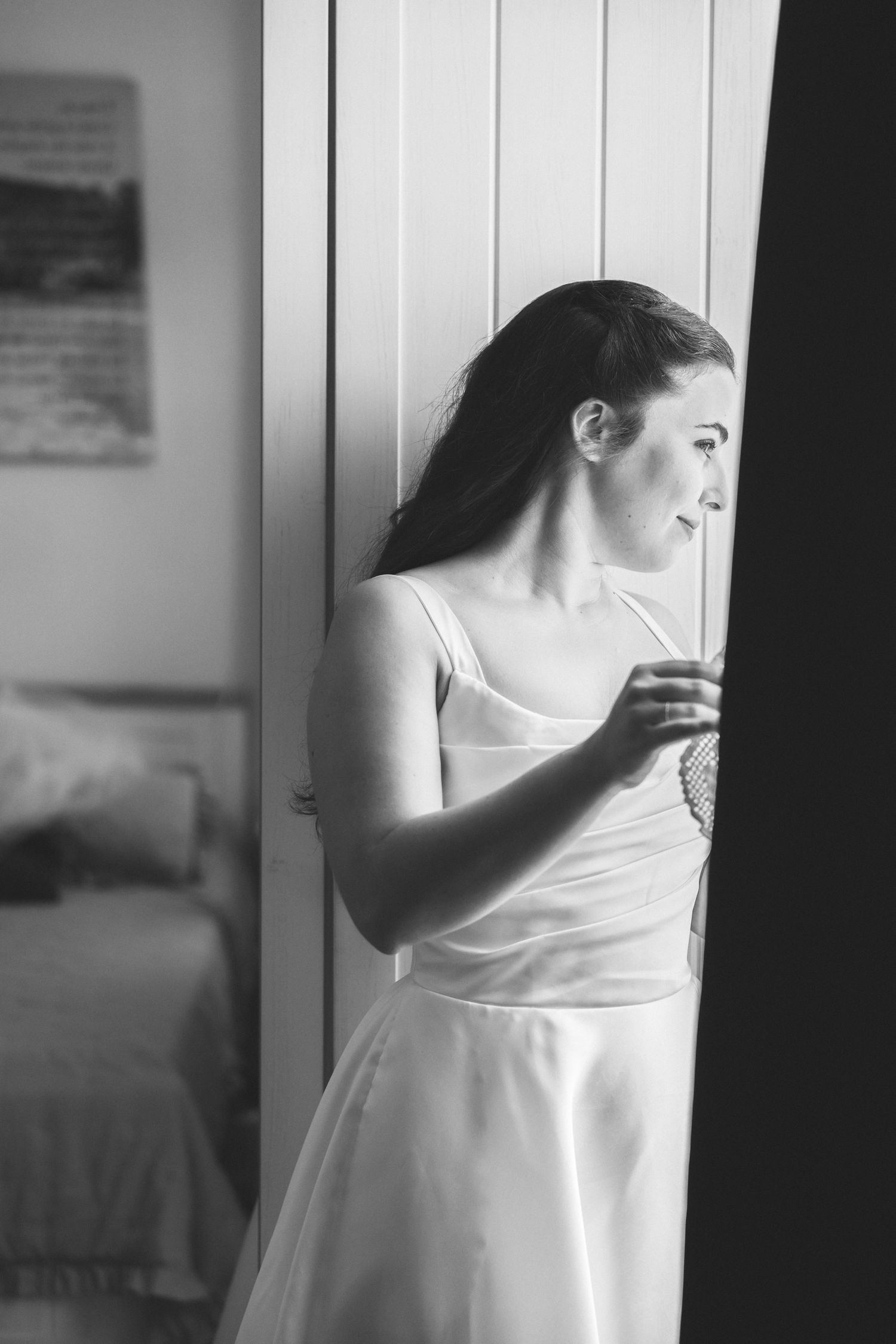 Intimate bride portrait in natural light before ceremony