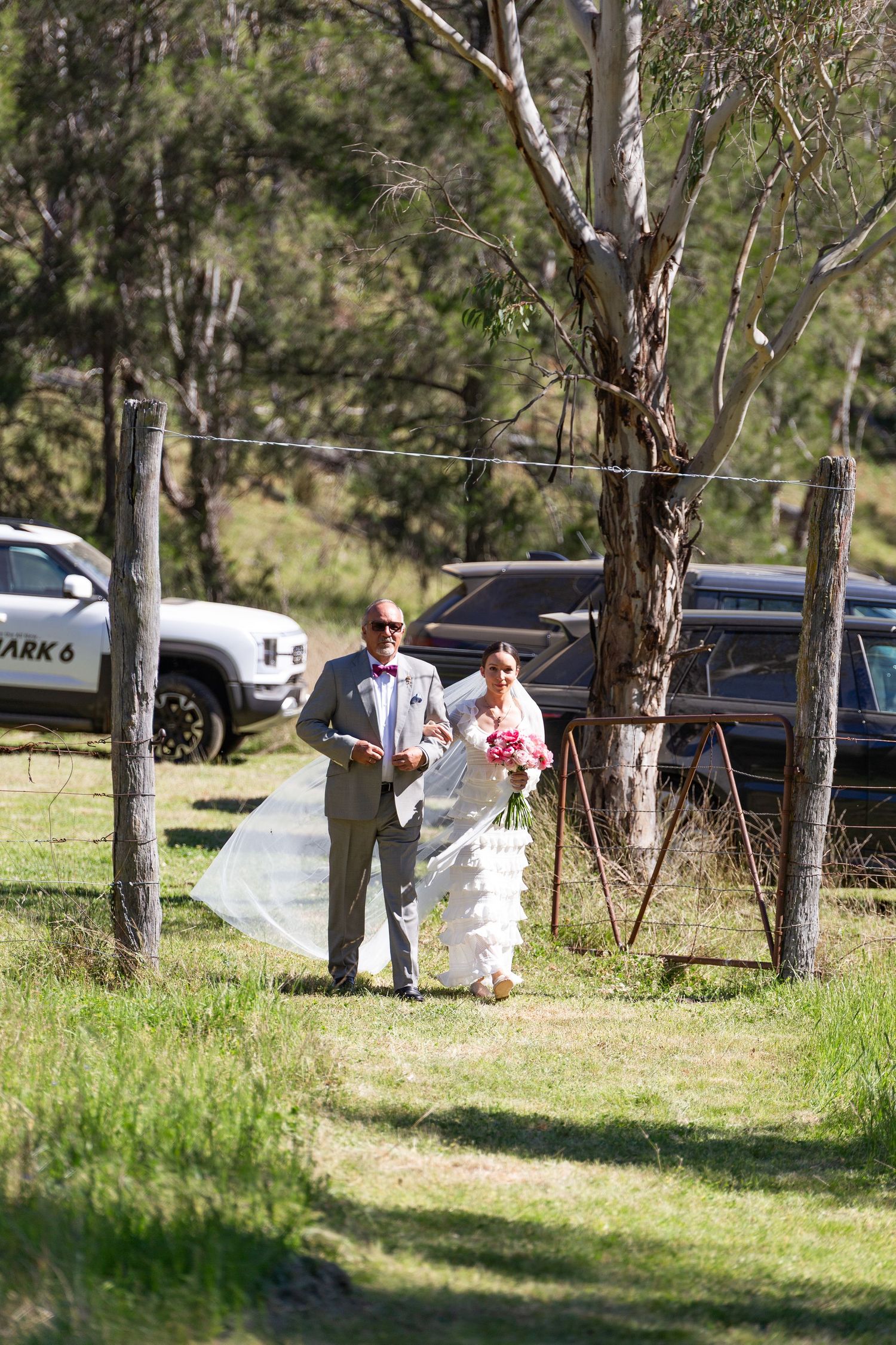 Father and Bride walking down aisle at Scone NSW Country Wedding