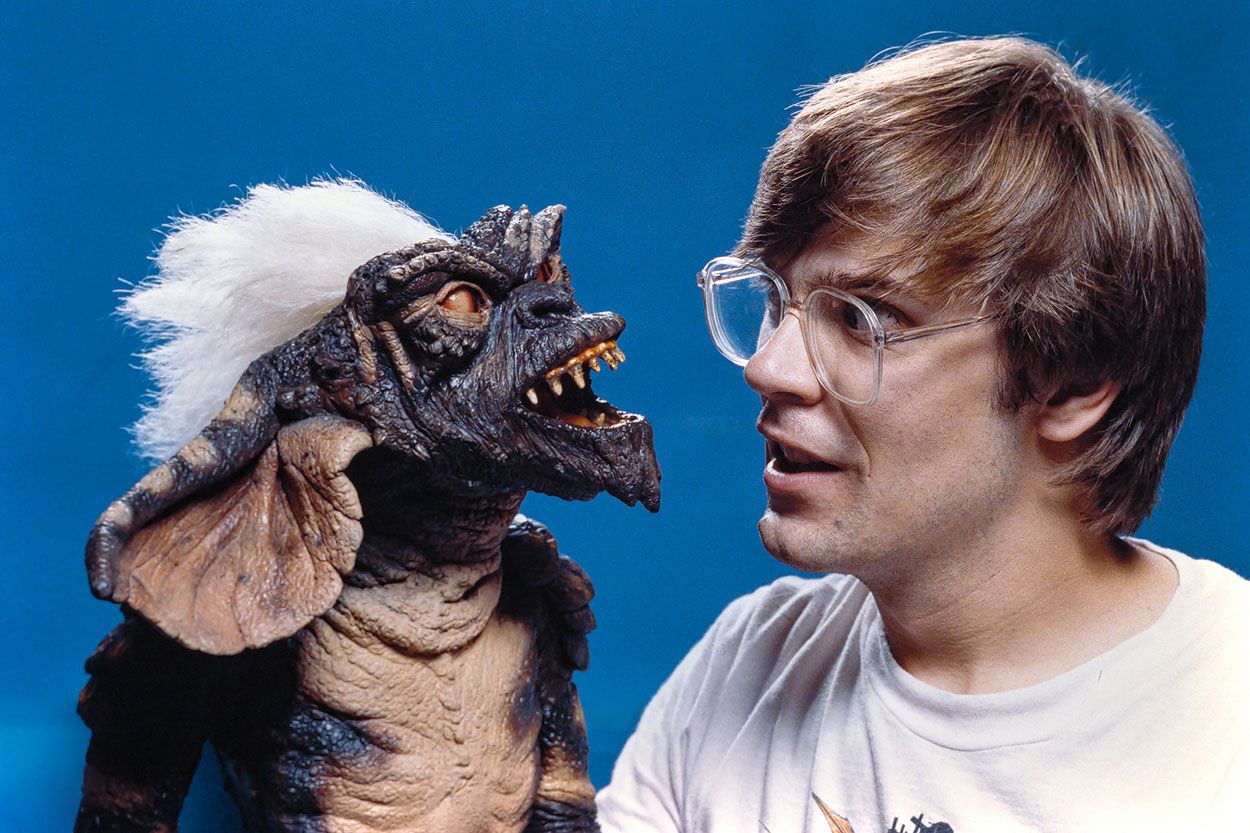 Chris Walas with a Stripe Gremlin puppet