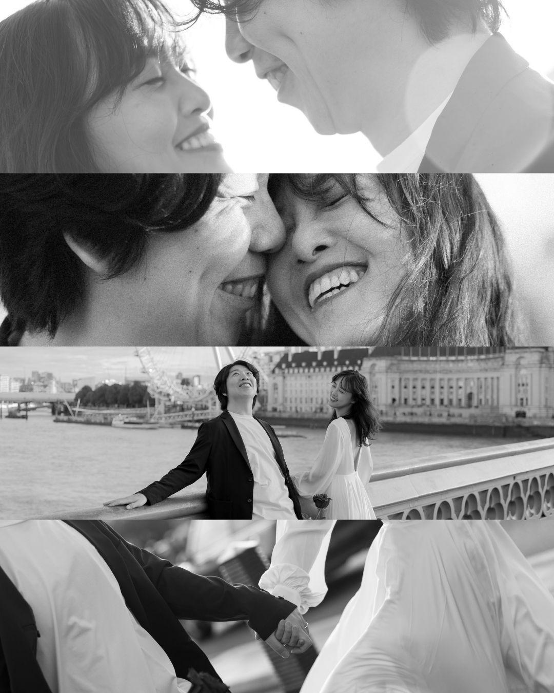 Stunning black & white intimate couple moments series, elegantly captured by a trusted wedding photographer in London