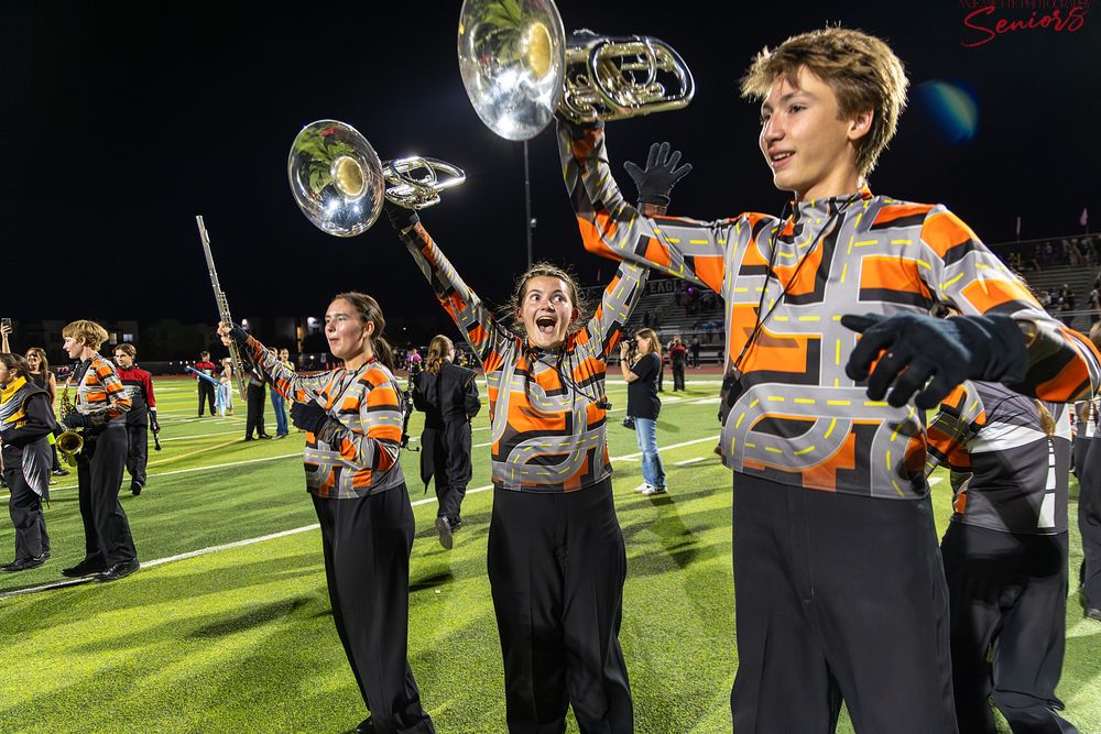 Phoenix AZMBA Marching Band Pictures senior BANNERS Anjeanette Photography High School AZ halftime performance photos