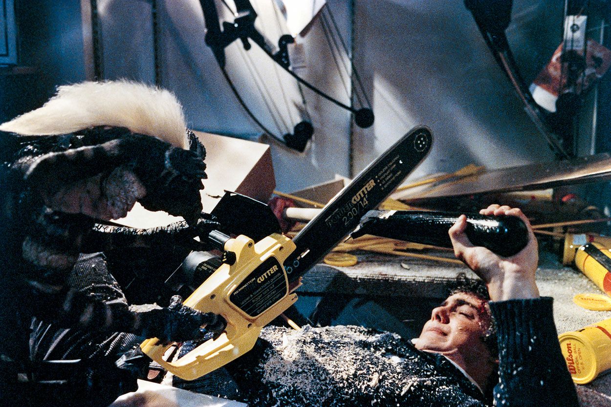 Stripe and Billy chainsaw publicity stills