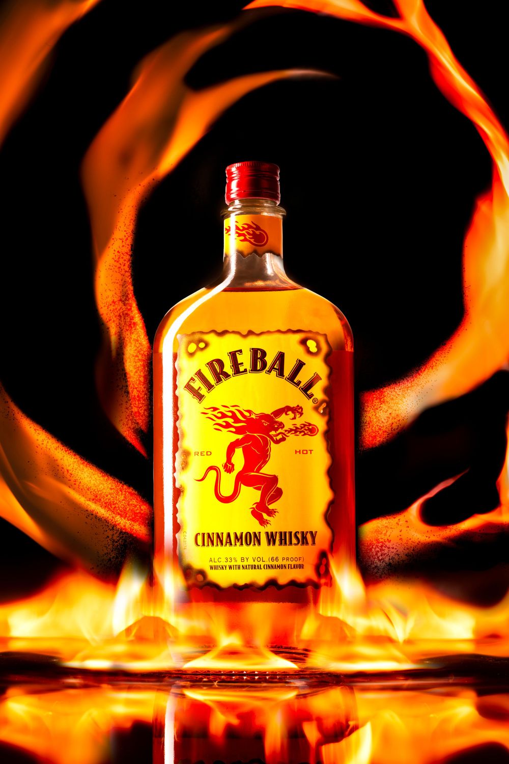 Real fire photographed with fireball as the center of attention.