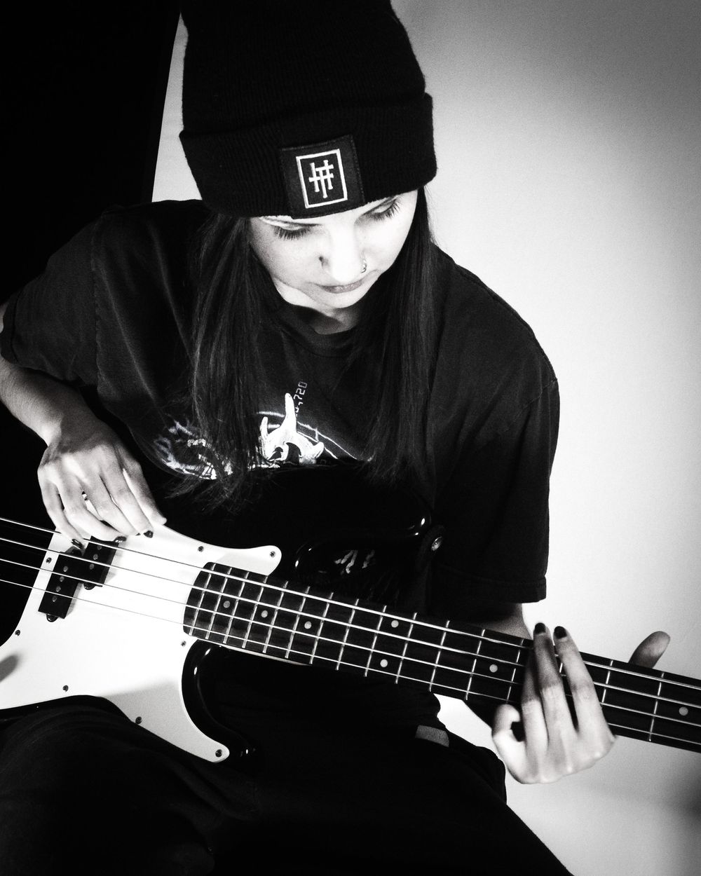 Bassist practicing