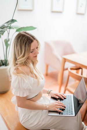 Portrait of girl working