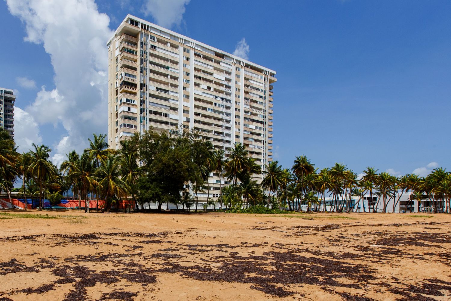 Real estate photography. Building exterior. Short-term rental in Playa Azul Tower 1 in Luquillo, Puerto Rico.