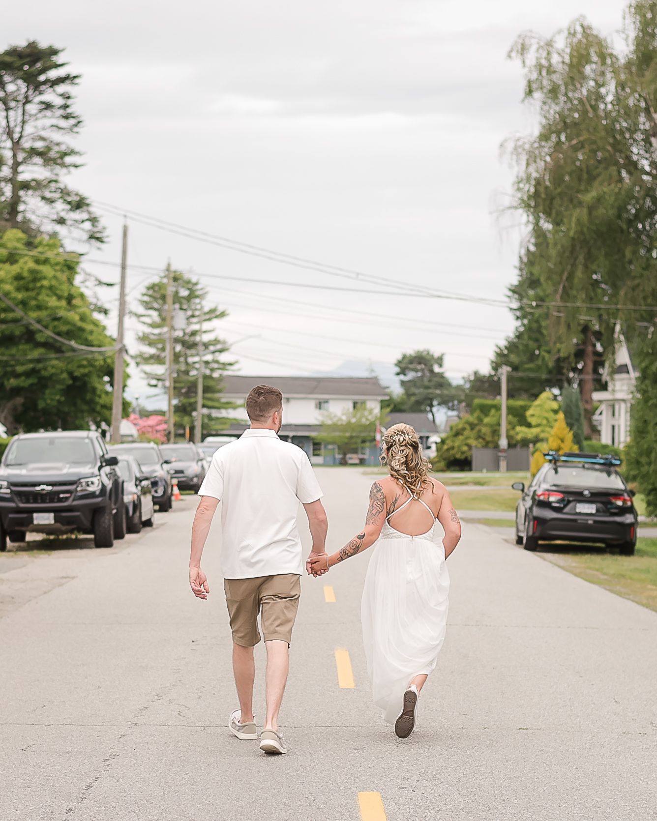Newlywed couple enjoying a moment away together after their ceremony.