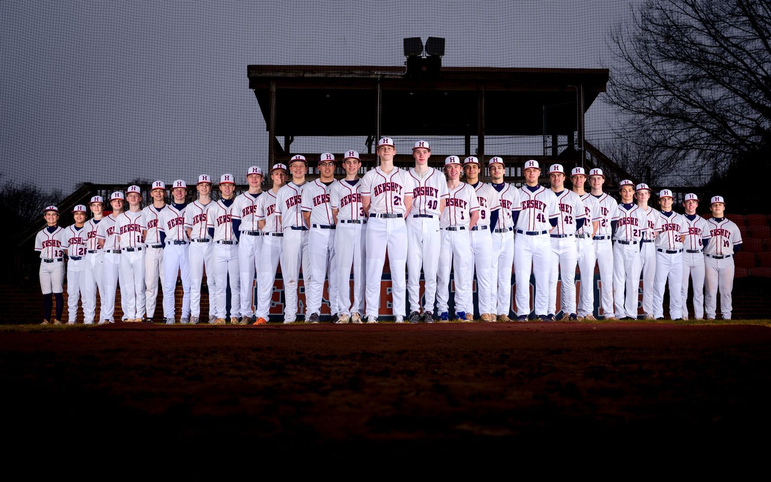 Hershey High School baseball full team photo at Media Day, by Deanna Fox, SportsFox Photography, Hershey PA