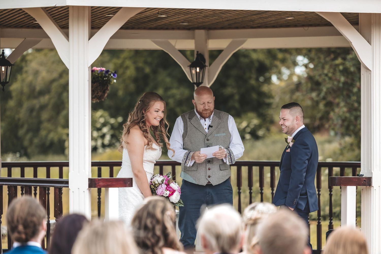 An outdoor celebrant led wedding in natural setting