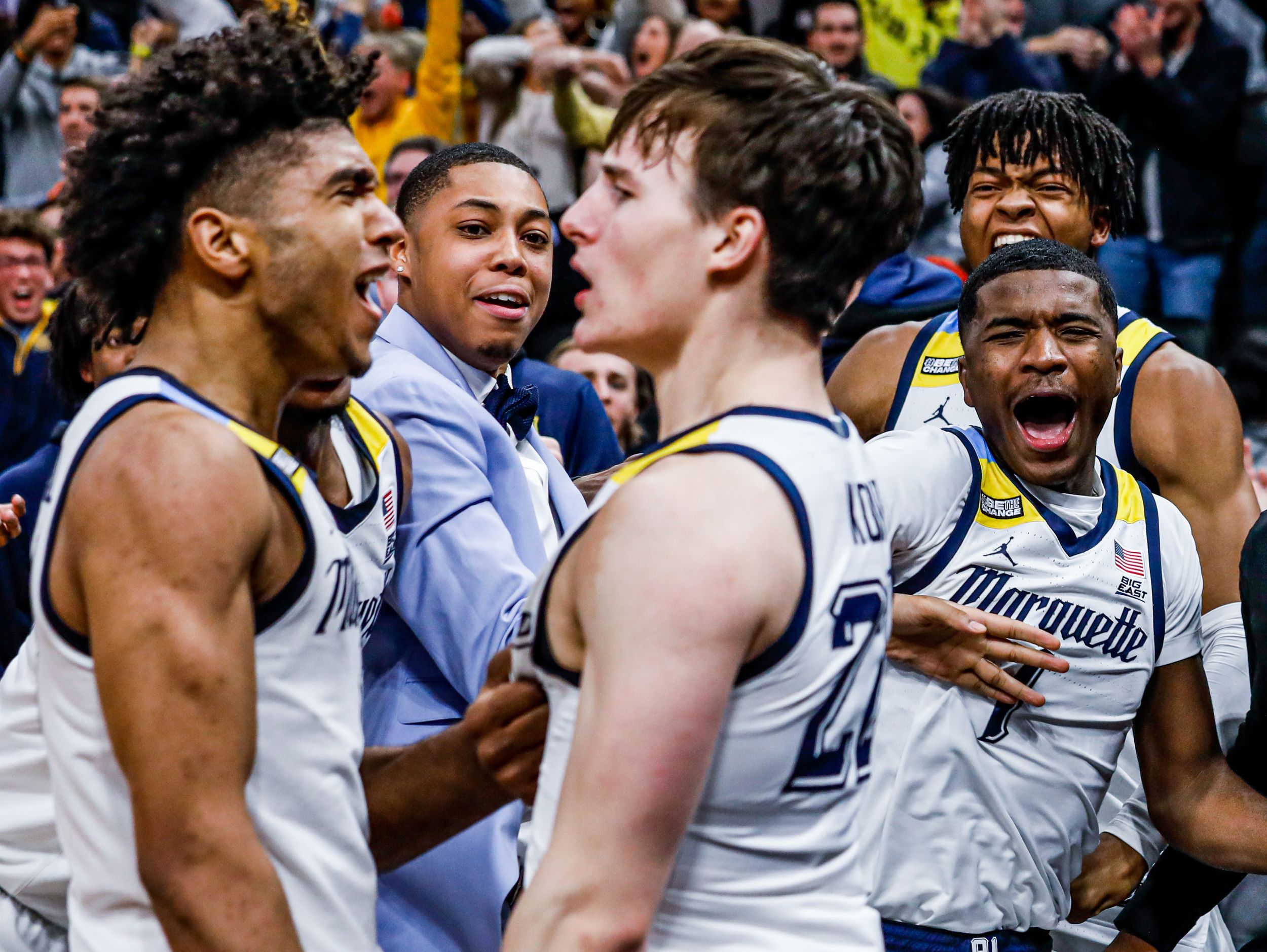 MUBB, Illinois upset, Marquette upset, Milwaukee, Marquette Basketball, Tyler Kolek, Stevie Mitchell, Fiserv Forum