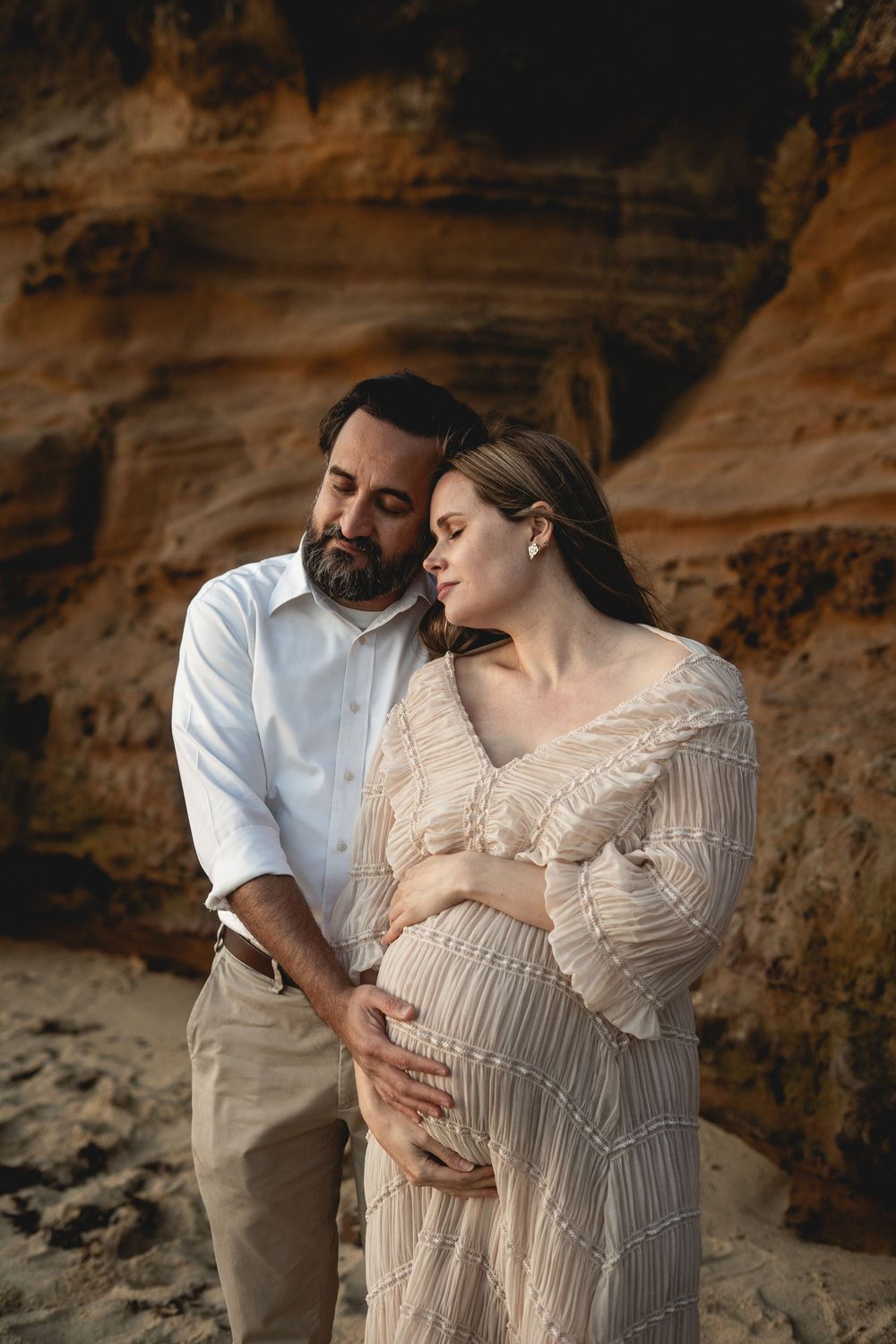 Sunset maternity photography session Mornington Peninsula golden hour