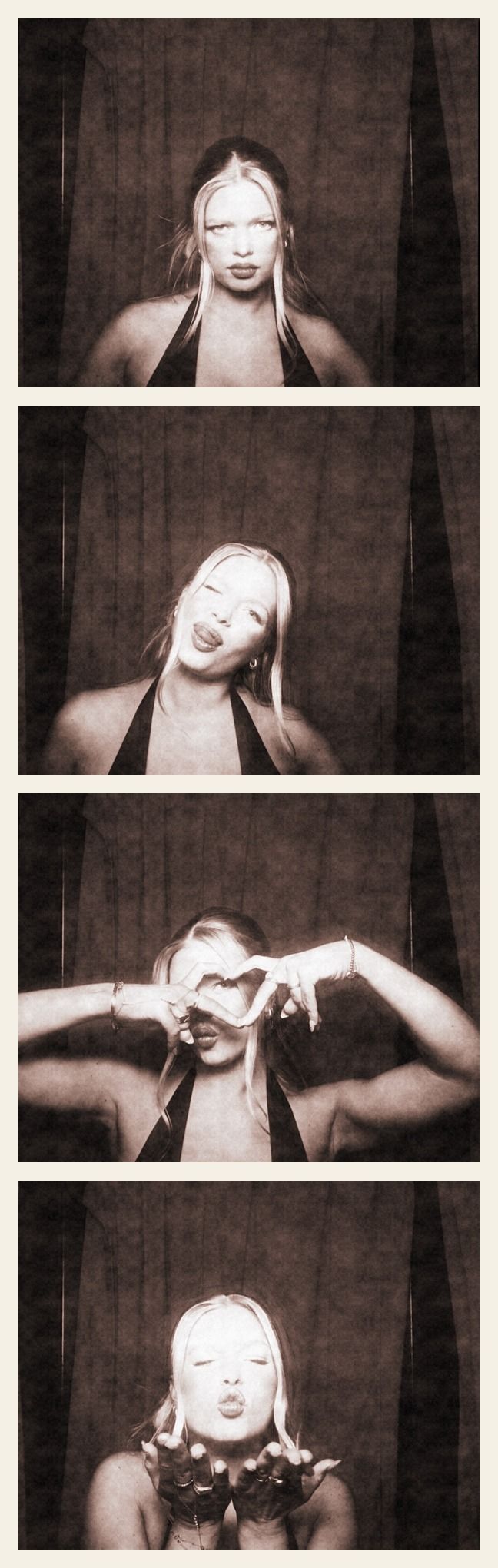 Old Hollywood sepia photo booth strip, Calgary enclosed photo booth