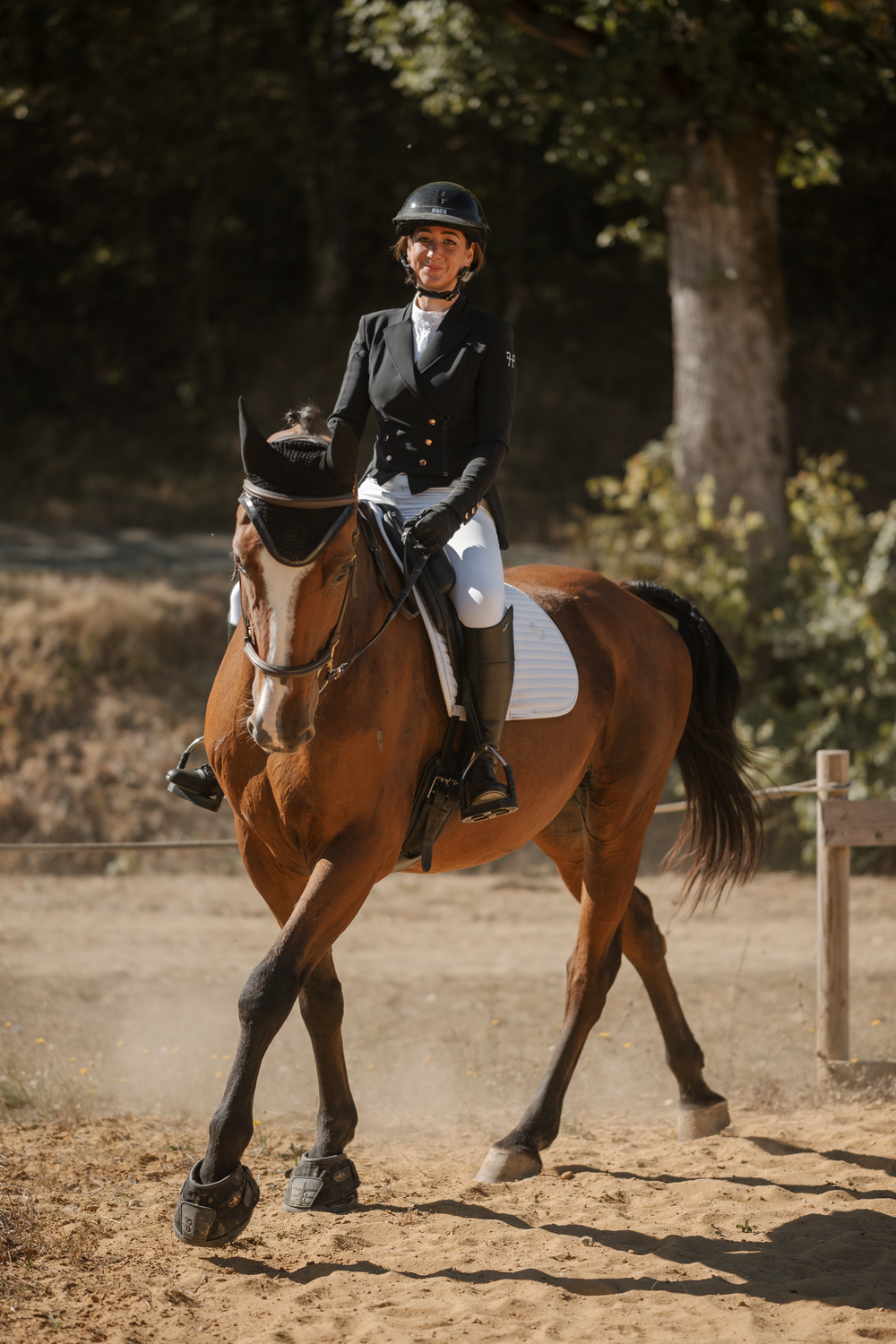 Photo couple cavalier cheval en concours