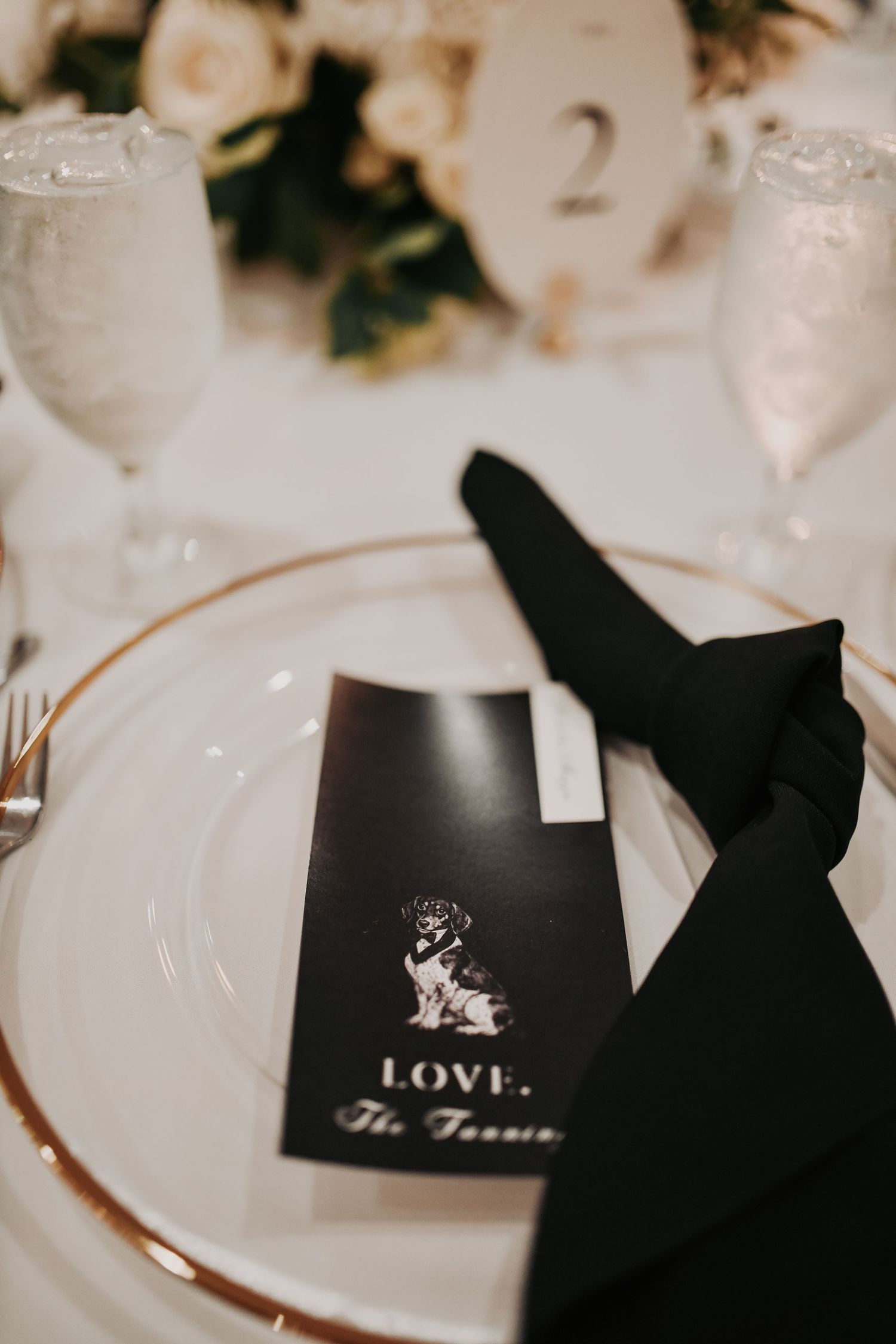 Black, white and gold Hall on Dragon wedding reception details