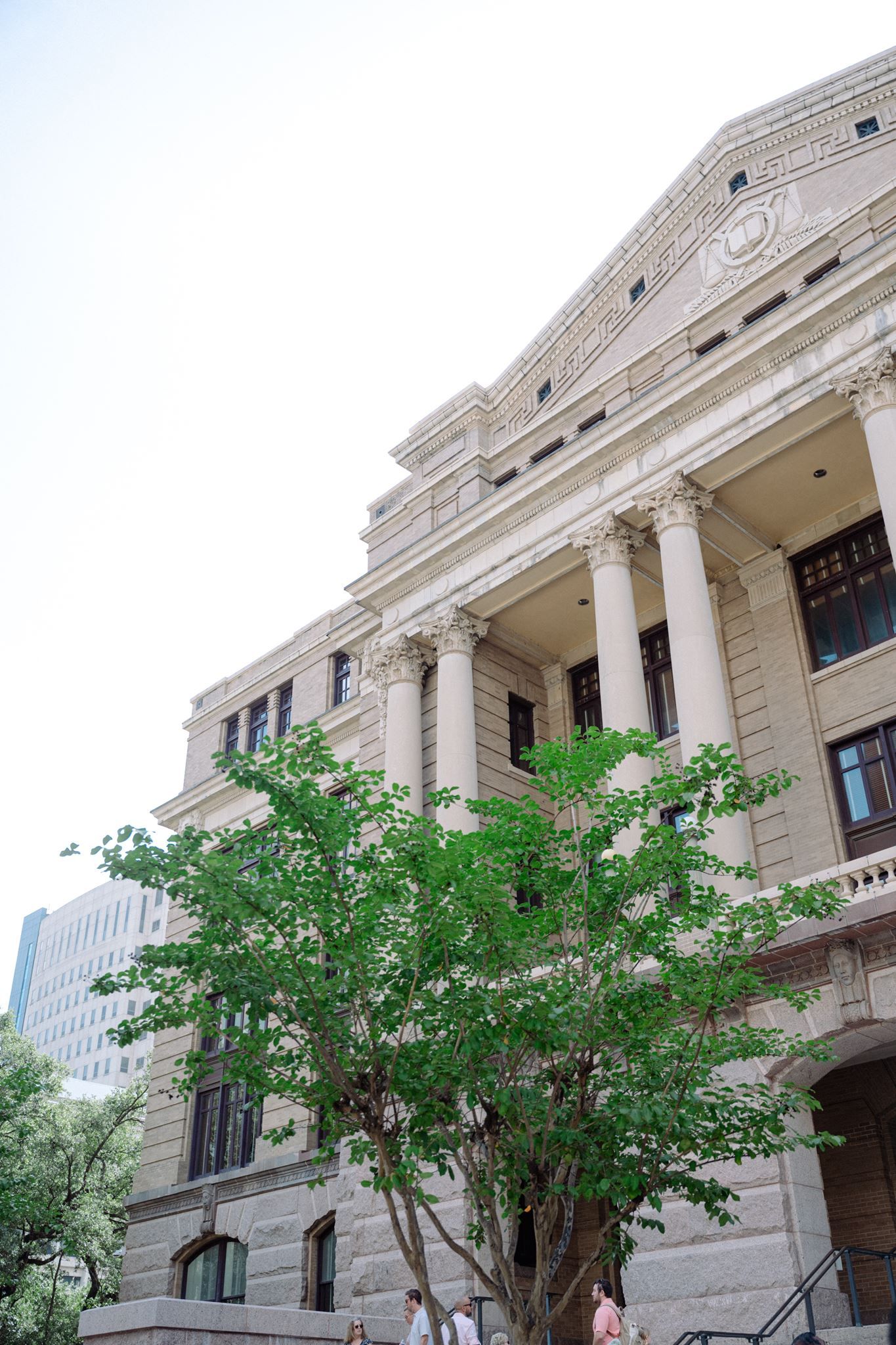 Exterior facade of the historic courthouse in downtown Houston.