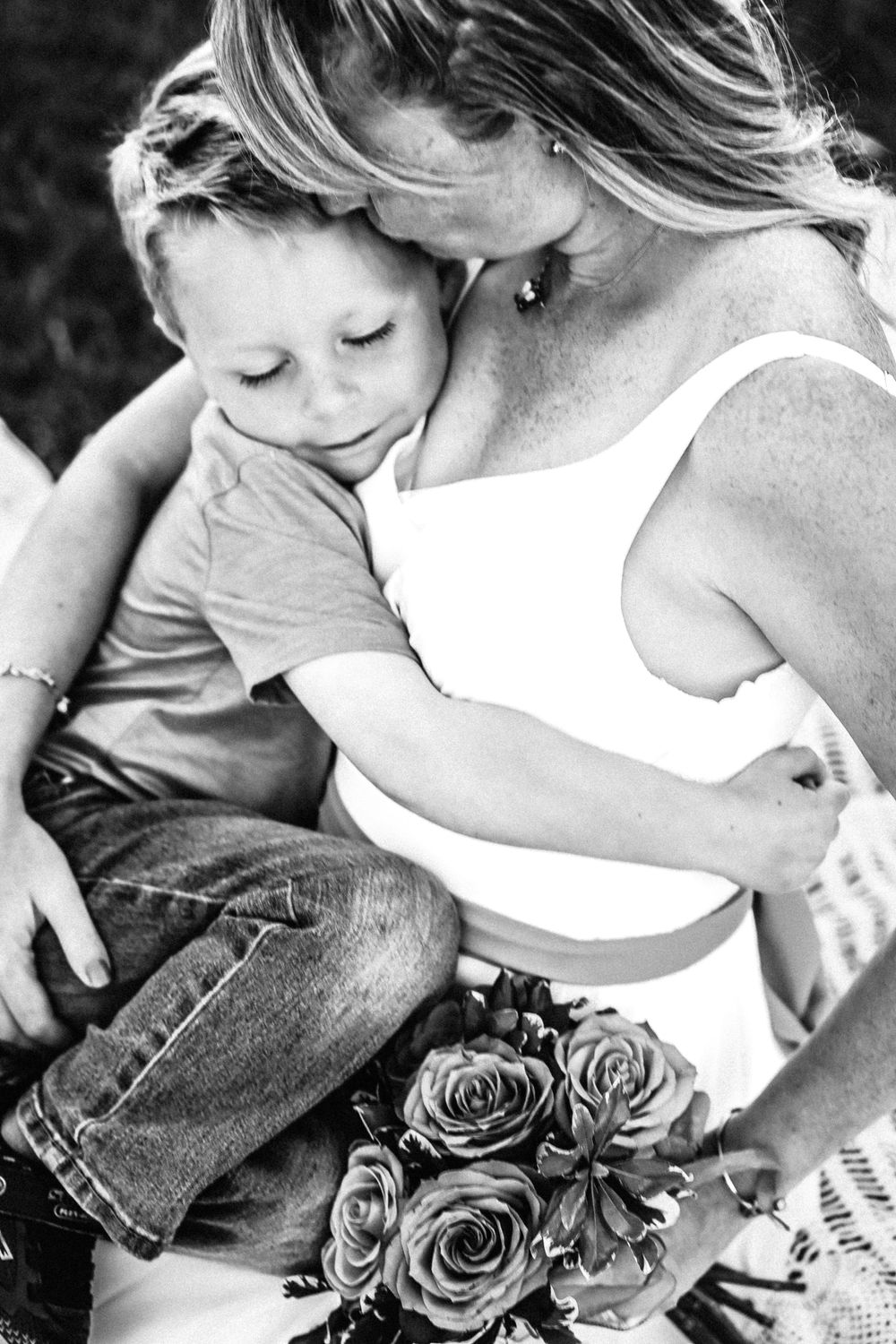Mother holding her son at Prophetstown state park.