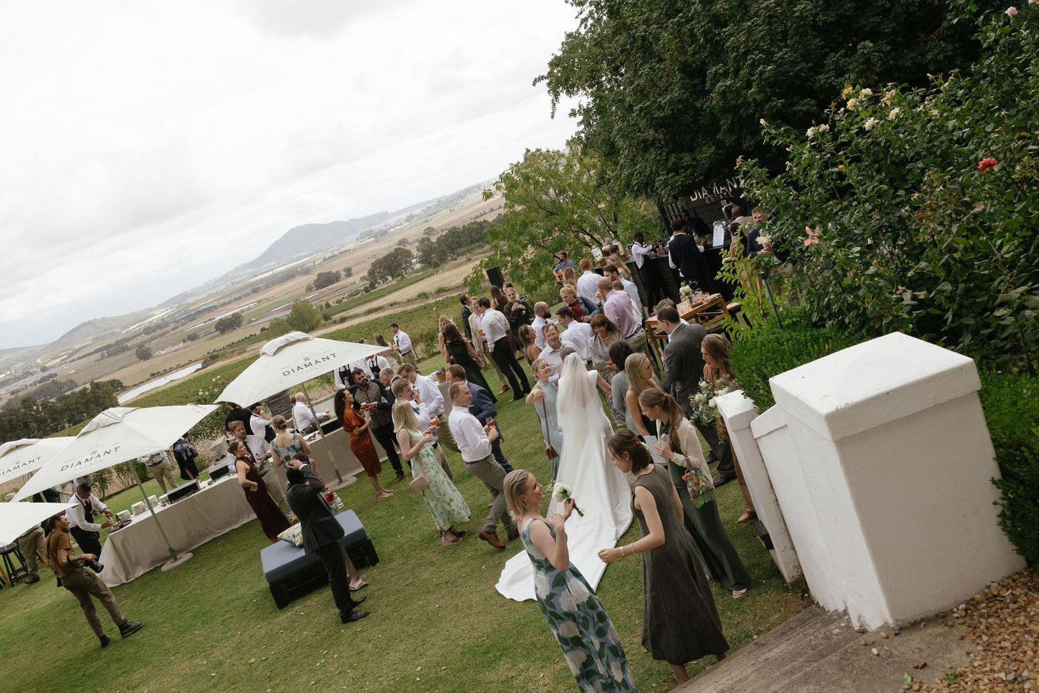 Wedding photographer Christene de Coning at Diamant Estate in Paarl with Deon Meiring and Masch dresses