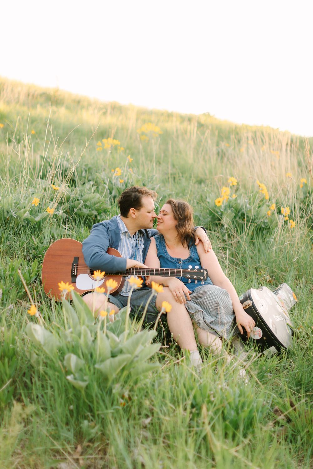 Becky Green Photography about me,  couple playing guitar with dog