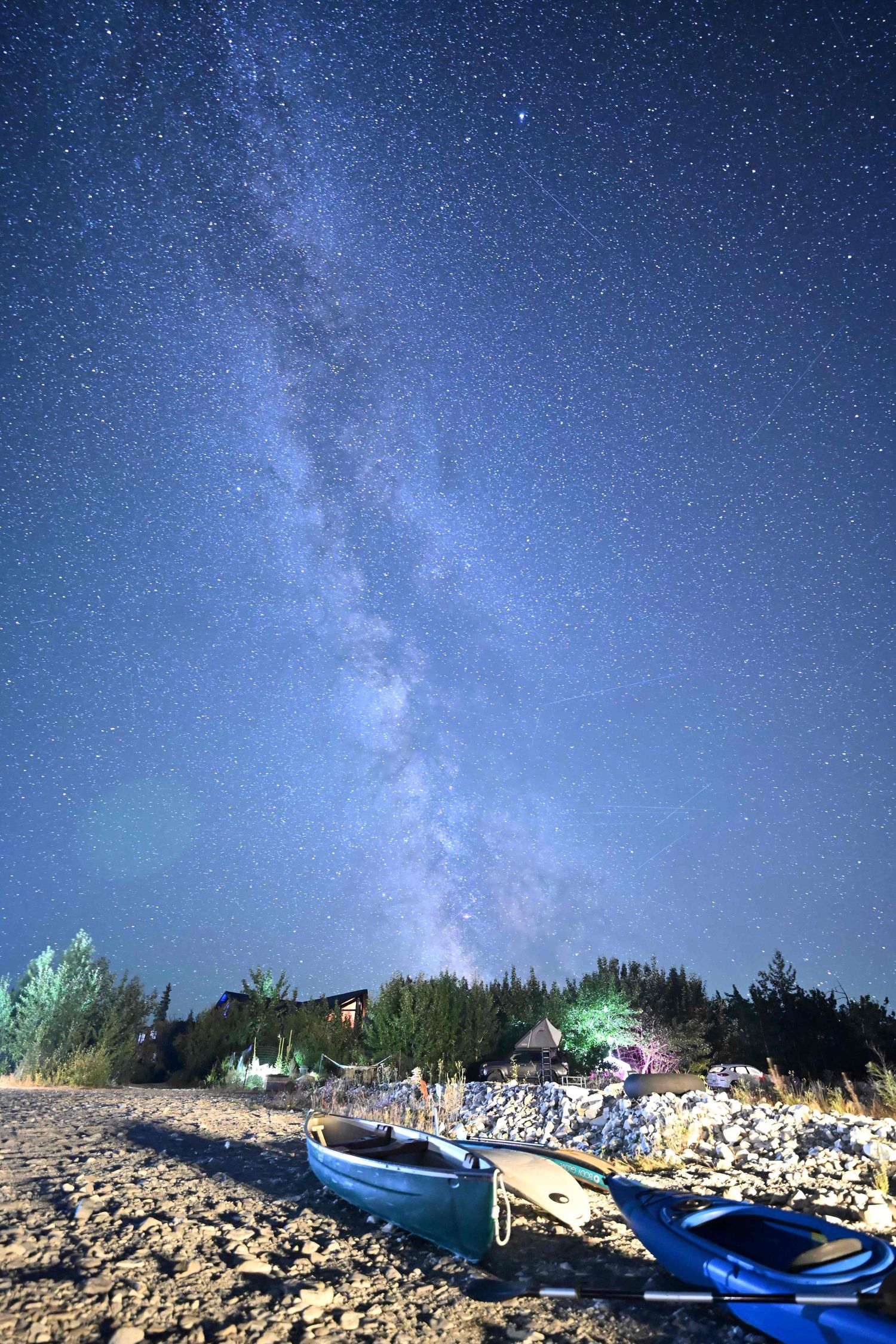 Milky Way at night, outside of East Glacier of Glacier National Park in Montana. Big sky country.
