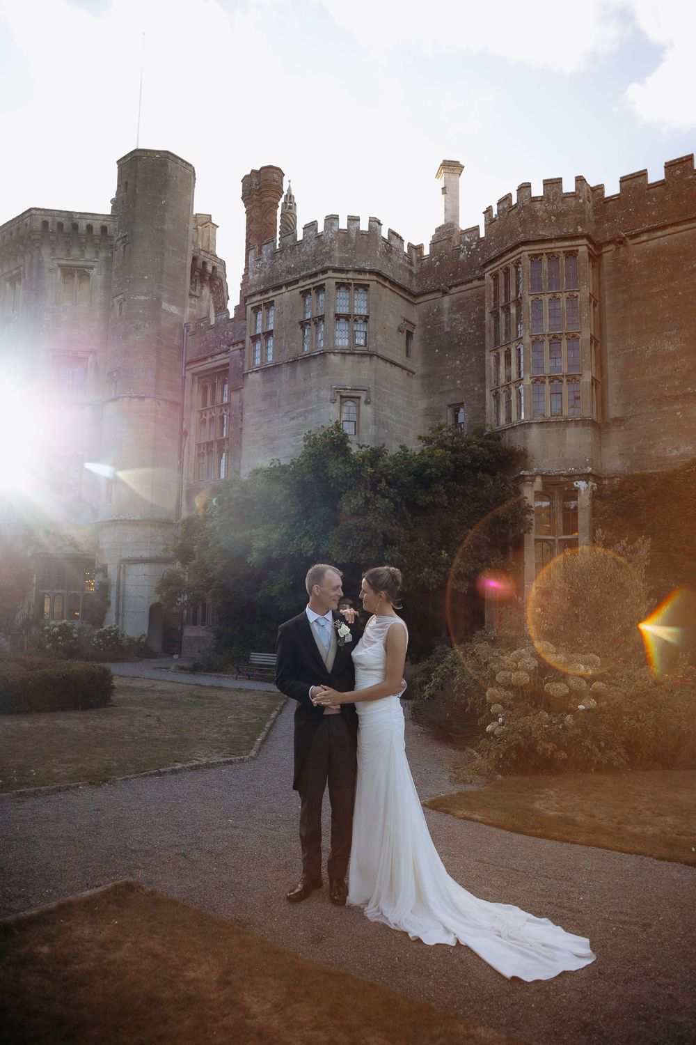 Romantic castle wedding portraits at Thornbury Castle Gloucestershire.