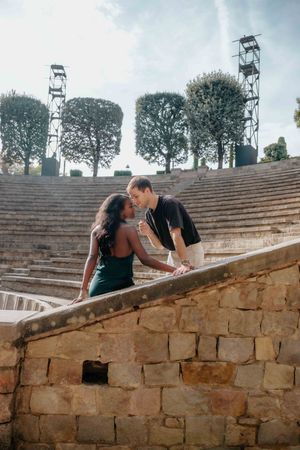 Couples photographer in Barcelona capturing Teatre Grec photoshoot