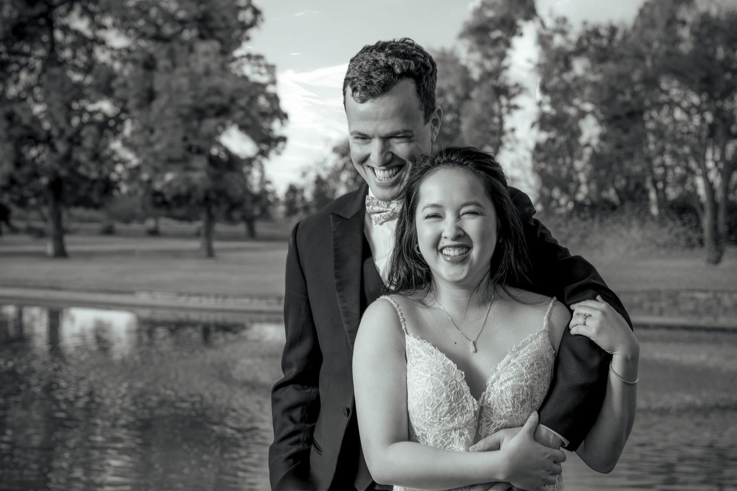 Bride and groom portrait at Yolo Fliers Club in Woodland by Woodland wedding photographer, Ashley Nicole Baeza.