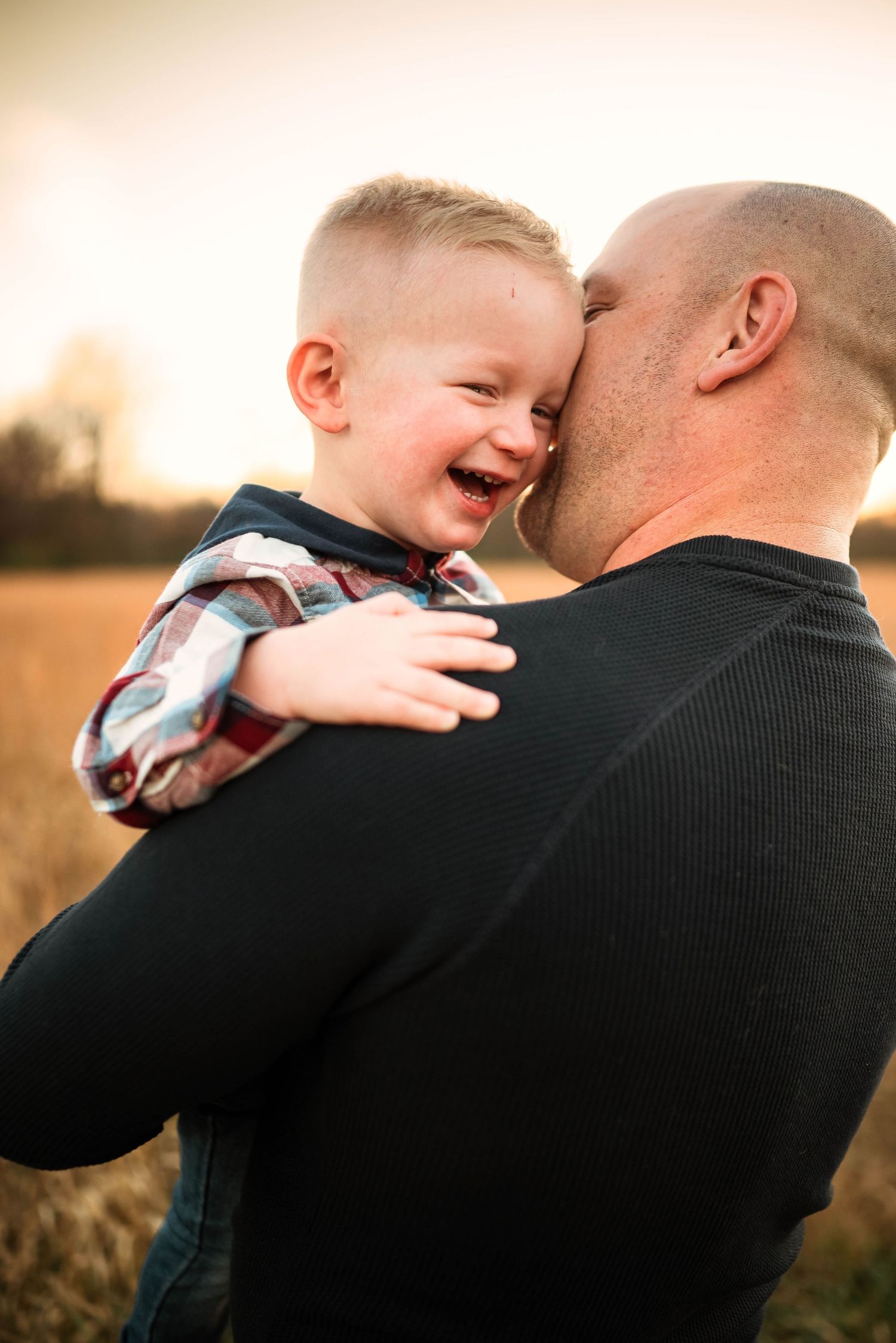 Series of intimate moments captured between parent and child during golden hour.