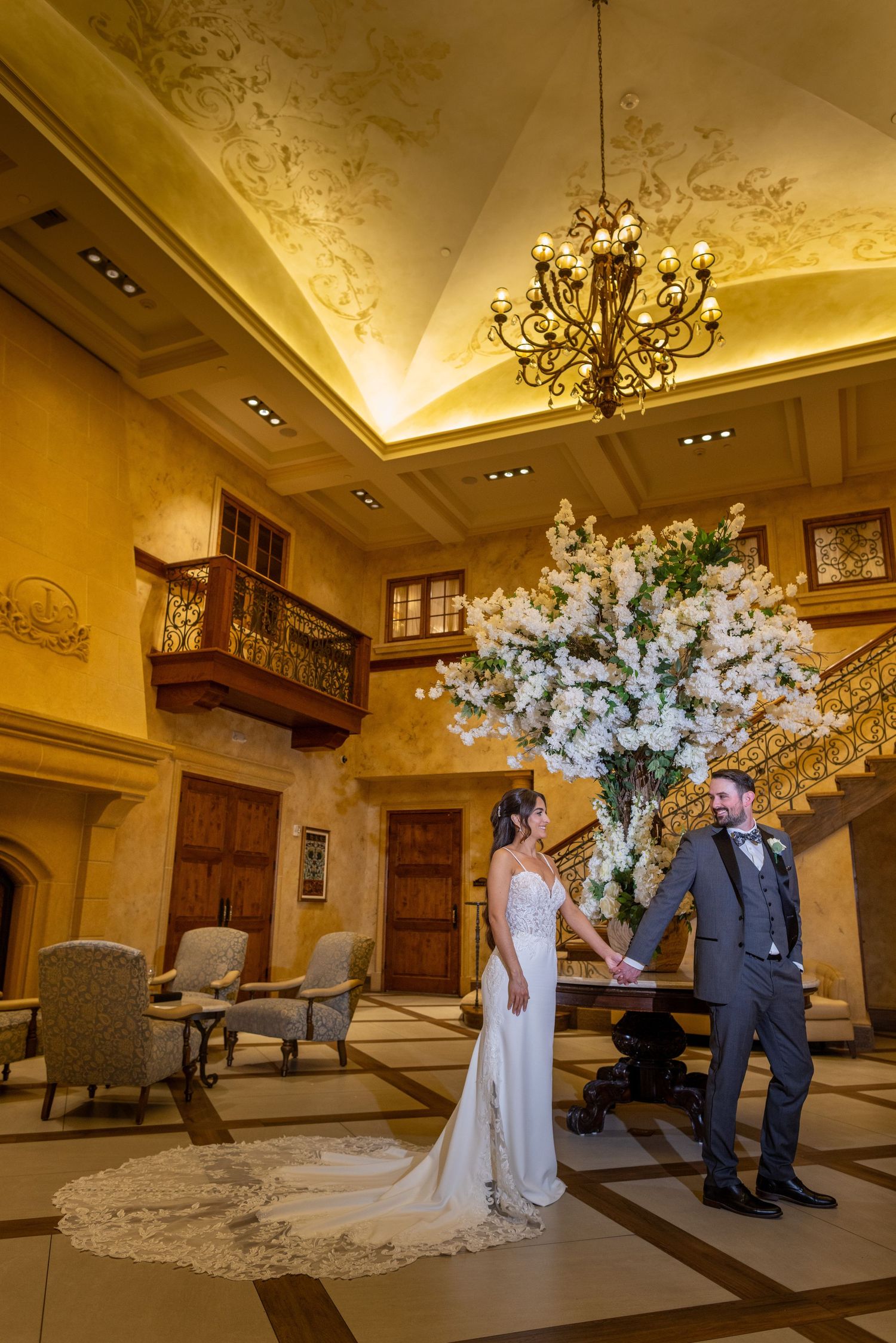 Bride and groom portrait inside Larkfield in East Northport, New York.