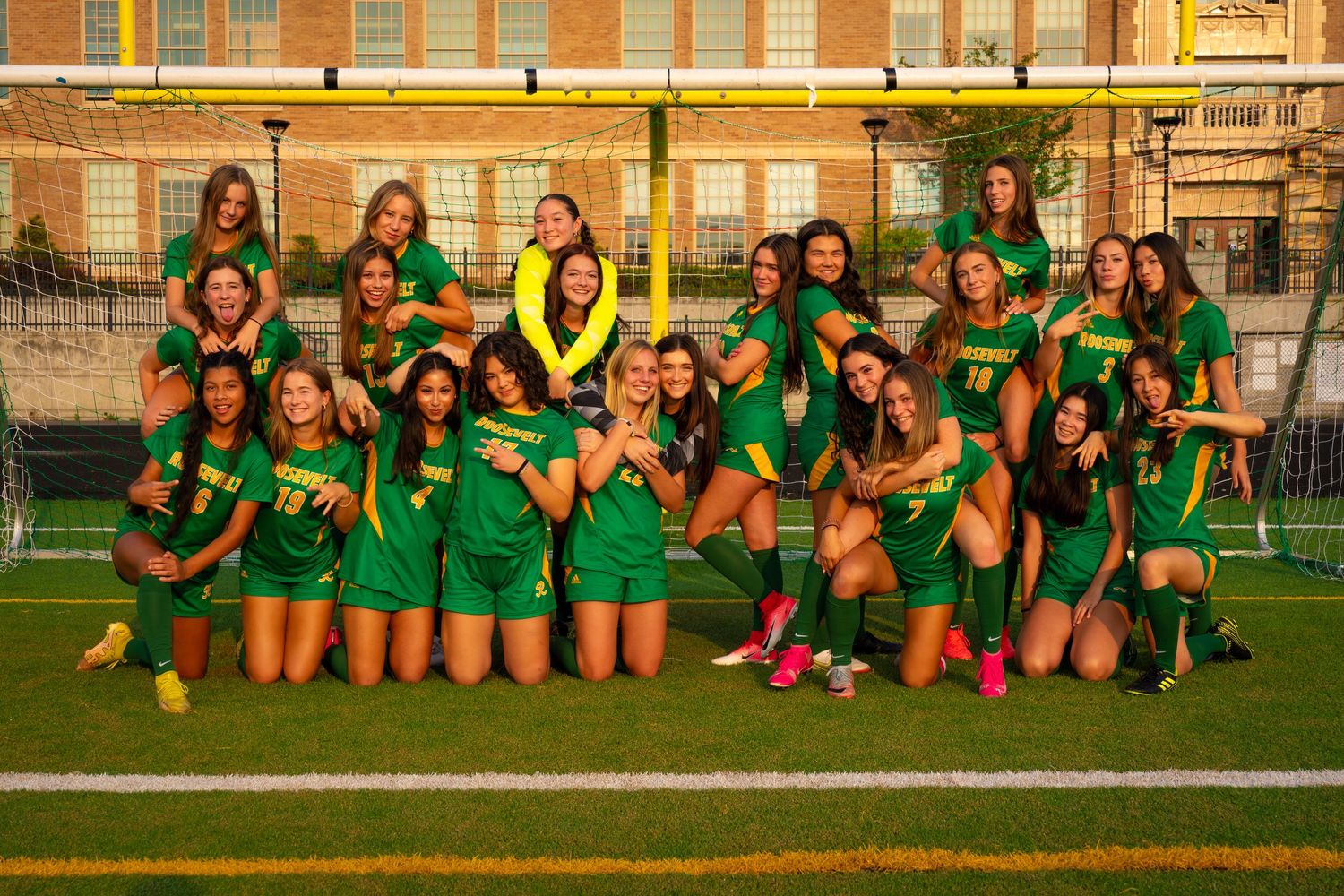 The 2023 varsity women's soccer team from Roosevelt High School in Seattle.