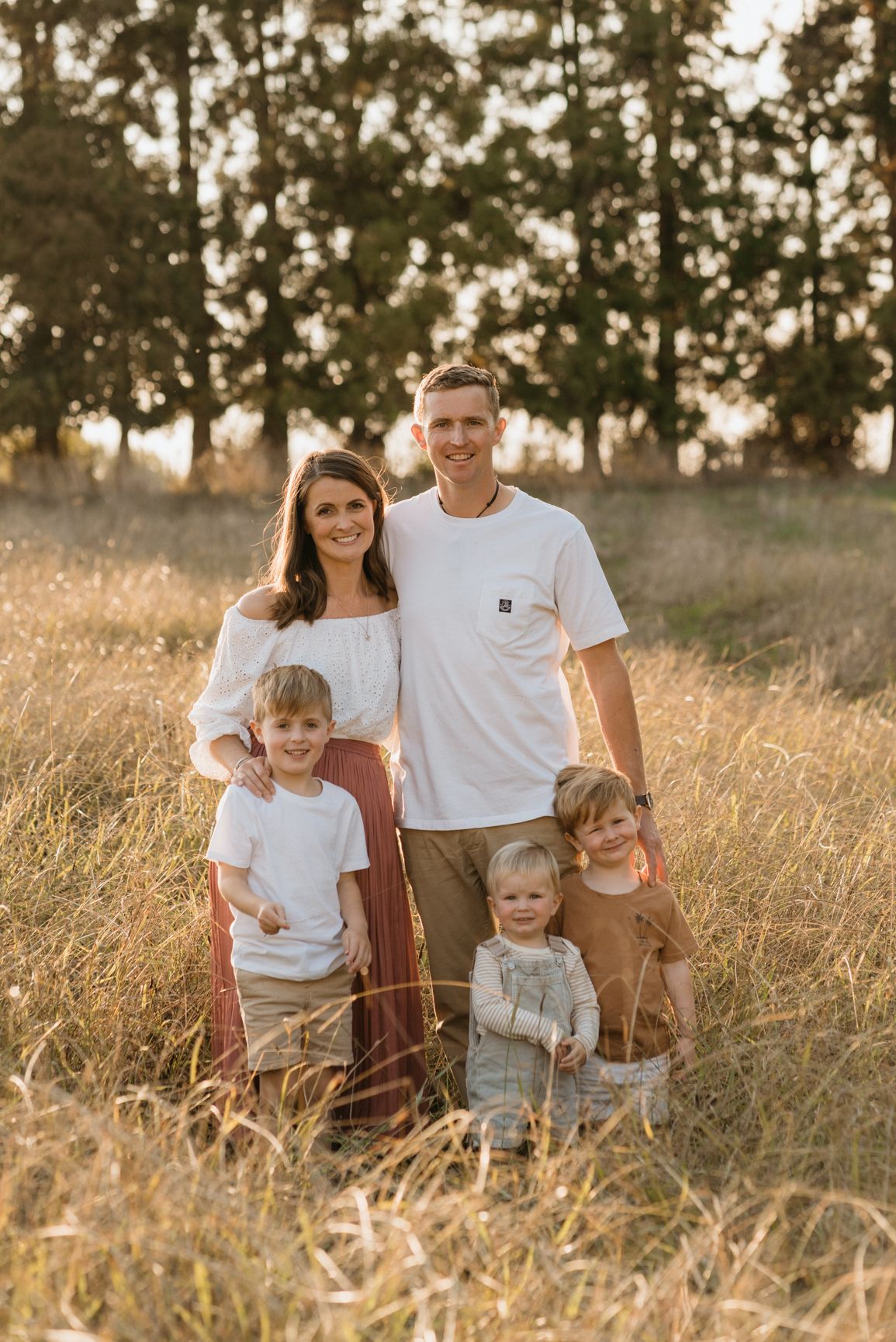 Summer grasses with family