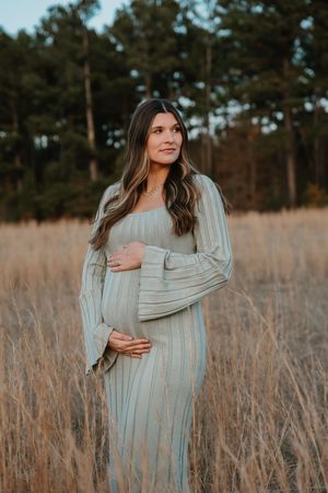 Beautiful Outdoor Maternity session late fall in golden field, East Texas Maternity Photographer