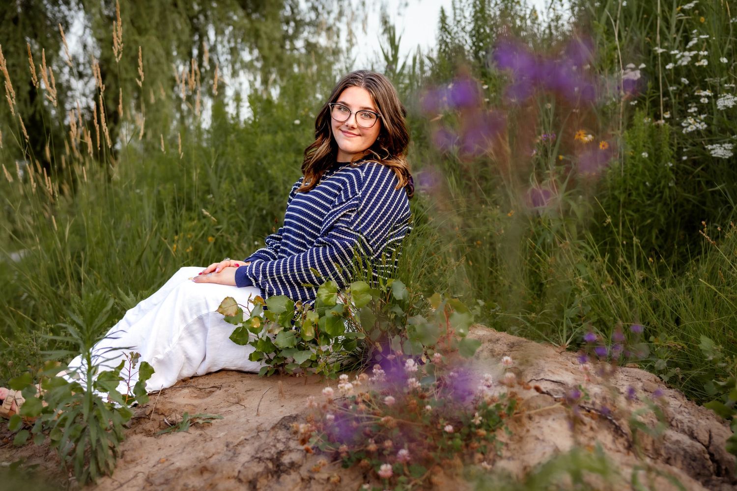 Marinette high school senior photographer.  Boho field photos